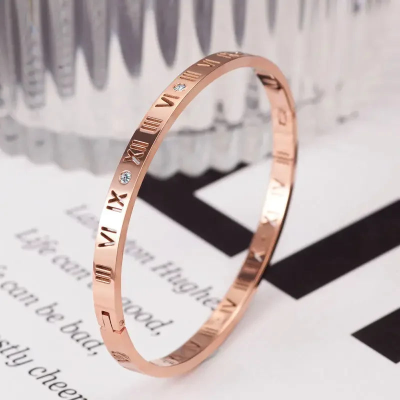 Roman Numerals Bracelet For Women Stainless Steel Jewelry Accessories Luxury Bracelet lifestyle view