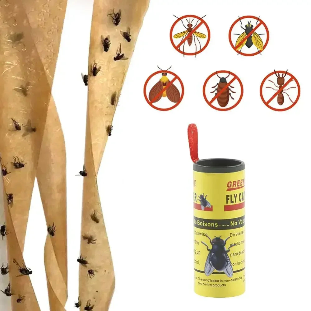 4Pcs/set Sticky Fly Ribbons Roll Double Sided Flies Paper Strips | Insect Bug Home Glue detail view