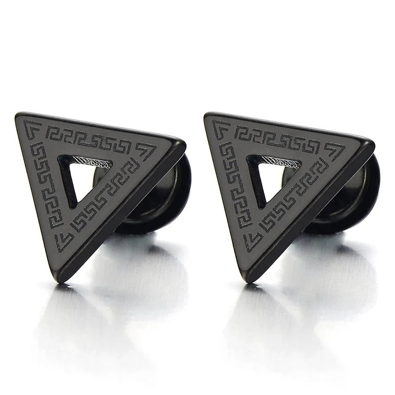 1 /11 Pairs Punk Stainless Steel Stud Earrings Black Earrings Set For Men Women Vintage detail view