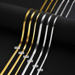 Stainless Steel Snake Chain Necklace for Women Men, Silver Color Herringbone Choker Fl close-up view