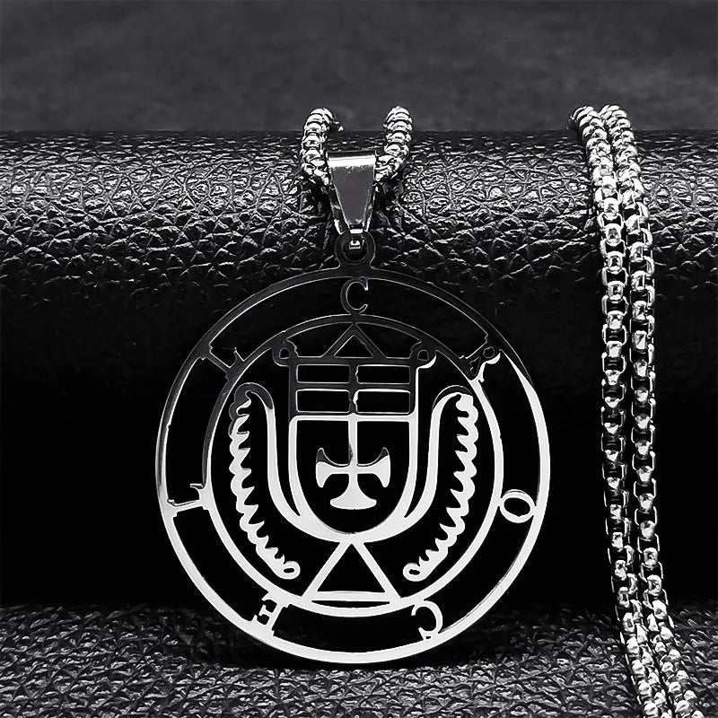 Astaroth Sigil Goetia Stainless Steel Necklace Solomon Demon Seal Satan Sigil satanique detail view