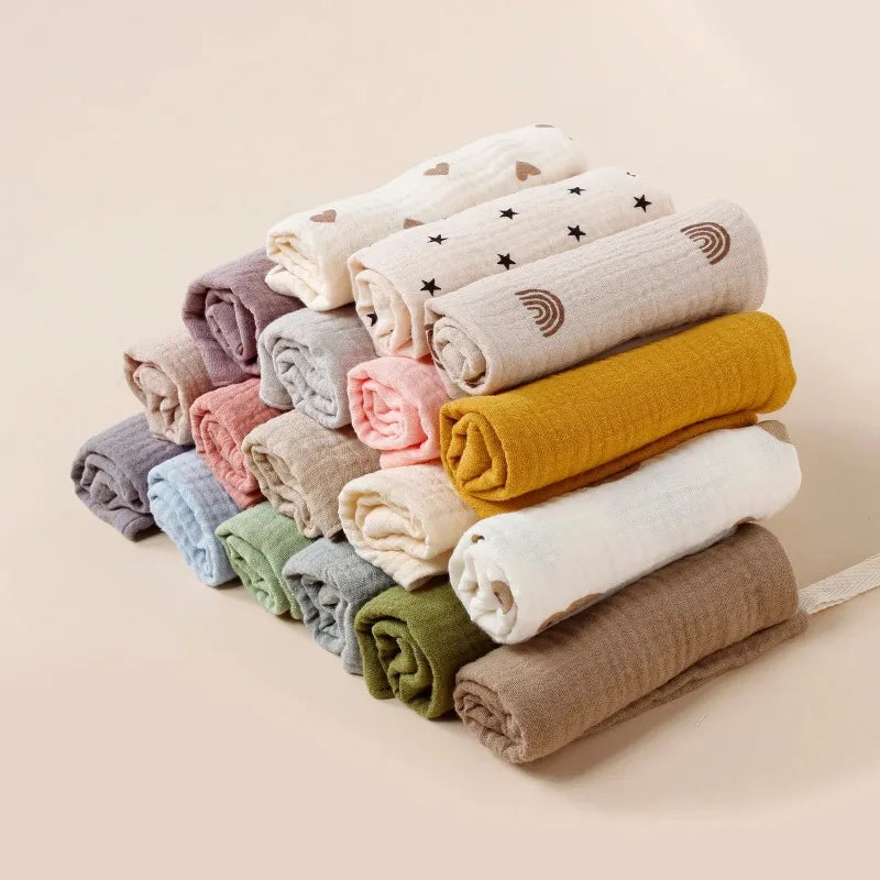 Soft Cotton Gauze Baby Towel Set | Newborn Muslin Handkerchief for Bath and Face alternate view