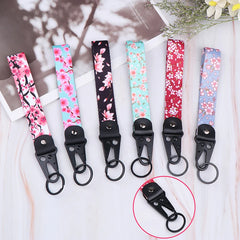 Sakura Cherry Blossom Car Keychain Lanyard | Metal Key Holder with Alloy Clip alternate view