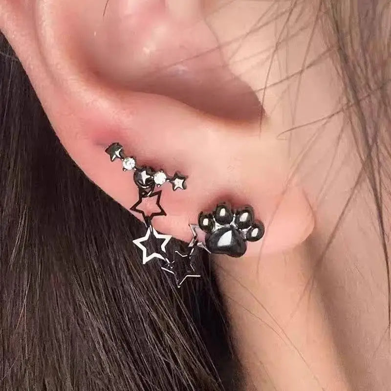 Double Ear Hole Ear Bone Chain Earrings | Sweet Cool Y2K Dazzle Color Jewelry lifestyle view
