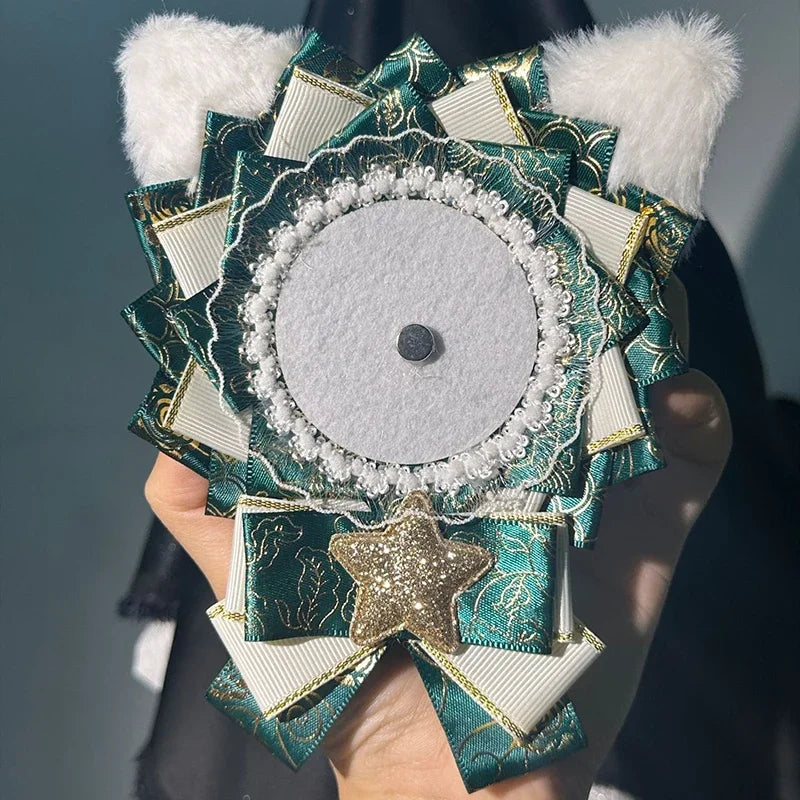 Cute Lolita Badge Base Tray with Cat Ear Handmade Badge Holders for Itabag Ornament additional angle