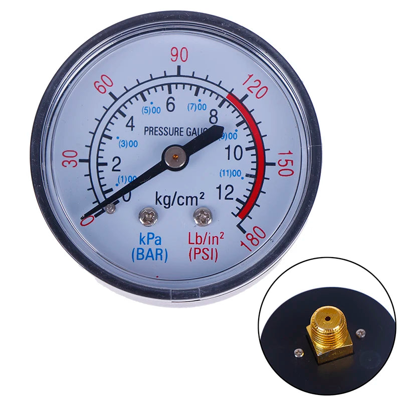 1pcs Bar Air Pressure Gauge 13mm 1/4 BSP Thread | Dual Scale for Air Compressor alternate view