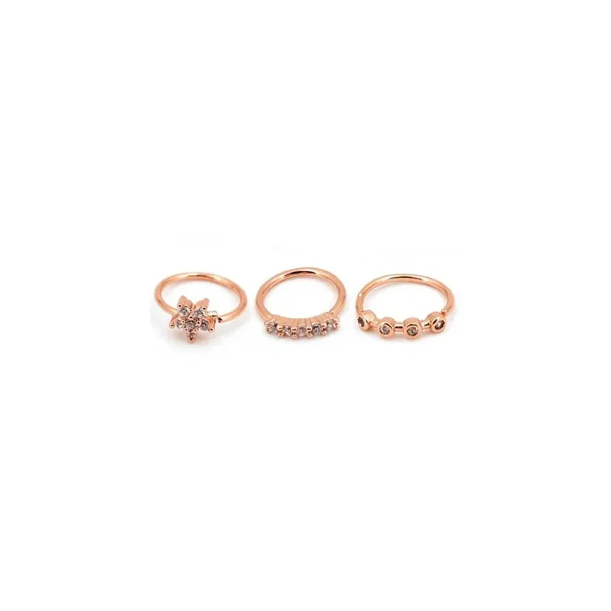 EVISPOL 3Pcs Fashion Zirconia Nose Rings for Women Adjustable Flower Hoop Rings Tragus C detail view