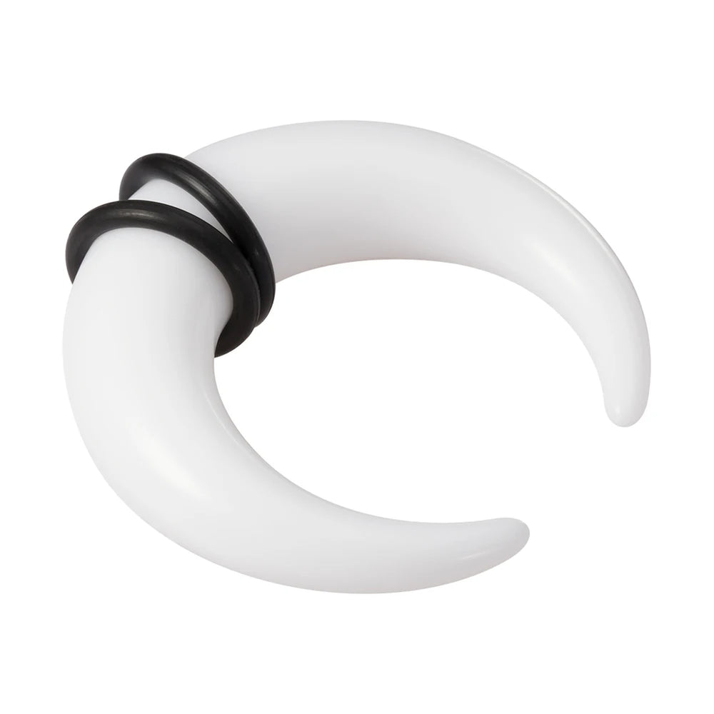 2Pcs Acrylic C Shaped Taper Pincher Septum Rings Gauges Buffalo Horns Piercing Kit Str close-up view