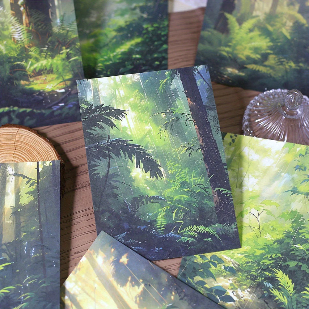 30 PCS Twilight Forest Scrapbook Paper | Mystical Woodland Scenes for Journals and DI lifestyle view
