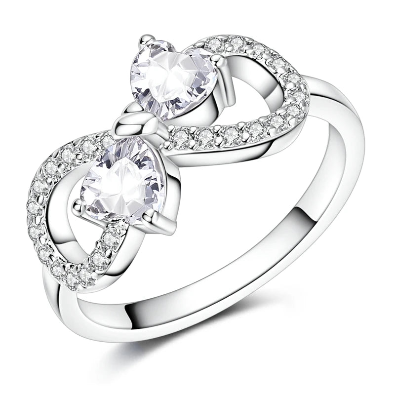 LAZA 925 Sterling Silver Colorful Rings Sparking Zirconium Bowknot Moon Sun Original Rin detail view