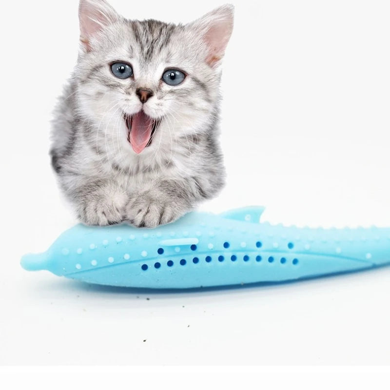 Cat Chew Toy Catnip Bite Resistant Simulated Fish Kitten Toy Silicone Teeth Cleaning alternate view