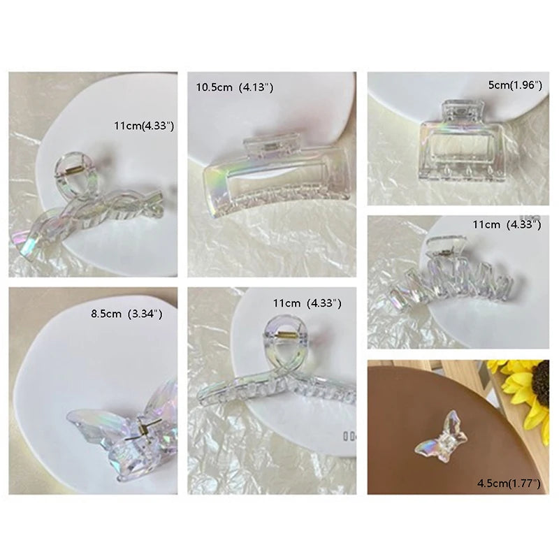 Women Hair Claw Korean Style Transparent Plastic Headband Hairpins Ponytail Claw Clip Crab Hair Accessories Headwear