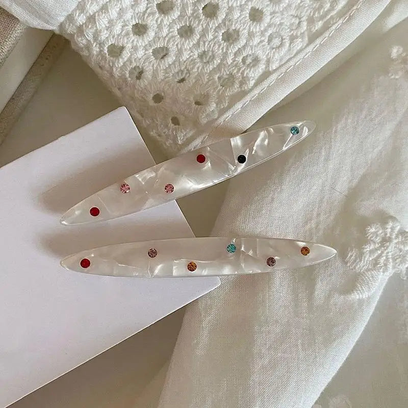 Niche Korean Acetic Acid Hairpin Clip Fashion Colorful Drilling Design Headdress for Gir detail view