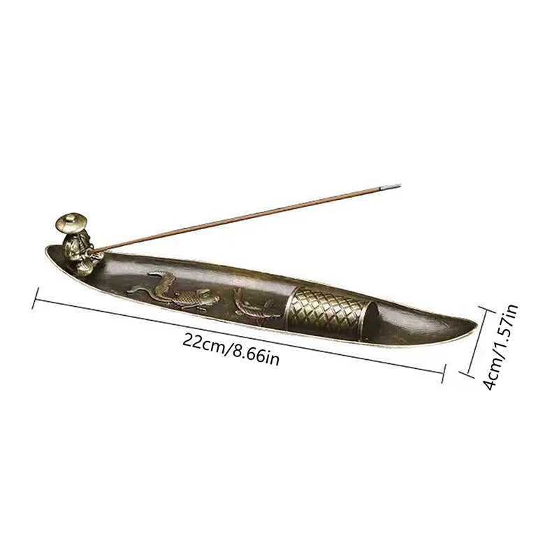 Traditional Japanese Incense Holder Old Men Fishing Boat Design | Aromatherapy Orna additional angle