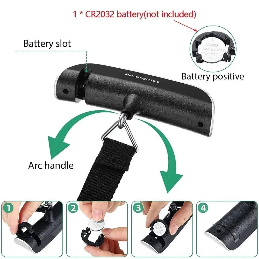 Portable Digital Luggage Scale | 110lb/50kg Travel Hanging Scale with LCD Display alternate view