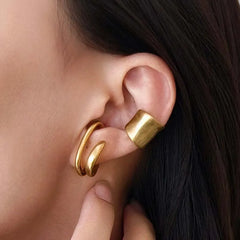 Simple Metal Frosted Ear Clips for Women Fake Piercing Irregular Wide C Shape Cartilage Clip Earring