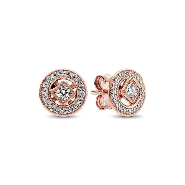 Hot Sell 925 Silver Hoop Unlimited Love Shell Flowers Gold Round Heart Pendant Earrin alternate view