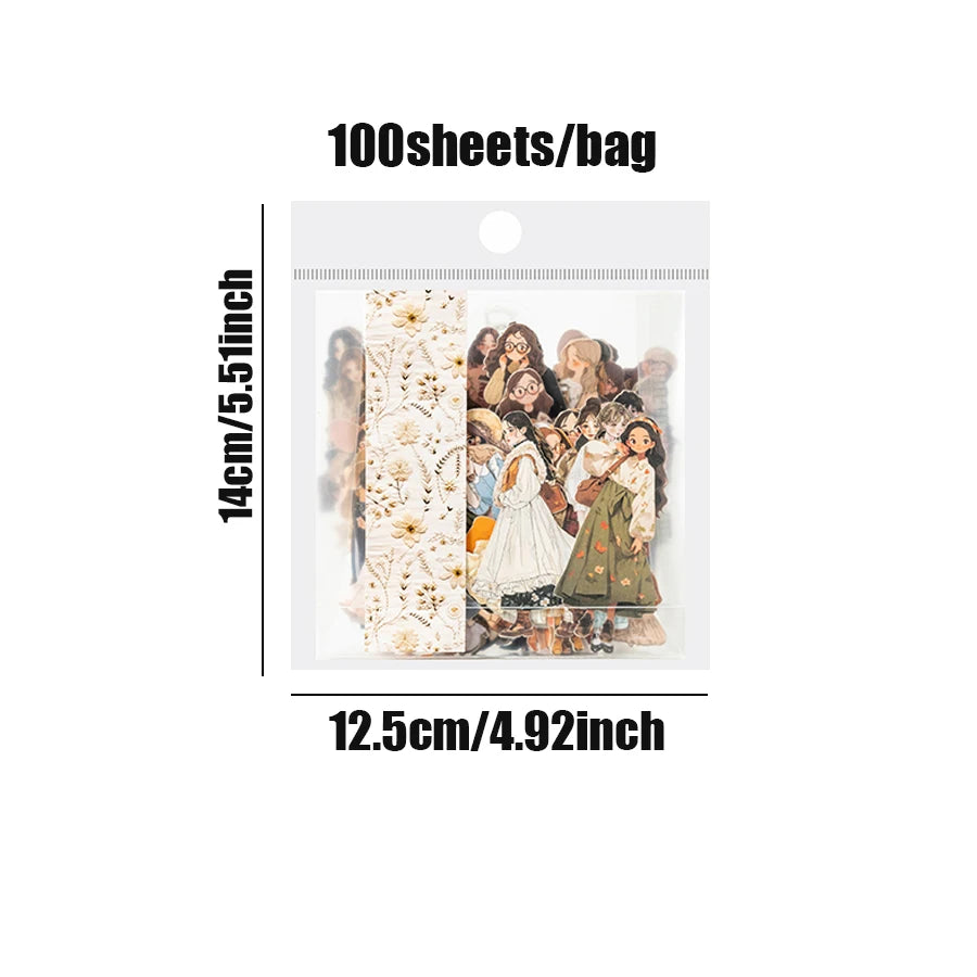 100pcs People Like Clouds Series Stickers | Large Hard Card Decals for DIY Scrapboo additional angle