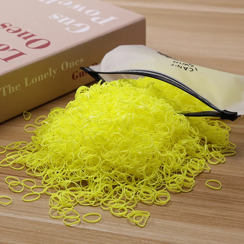 500/1000/2000pcs Girls Colourful Disposable Rubber Band Hair Ties Headband Children additional angle