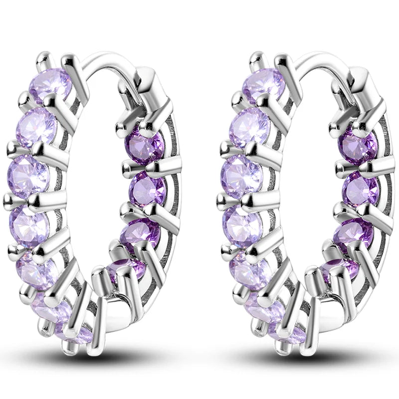 Hot Classic Original 925 Sterling Silver Earrings Colorful Circle Hoop Earrings For additional angle