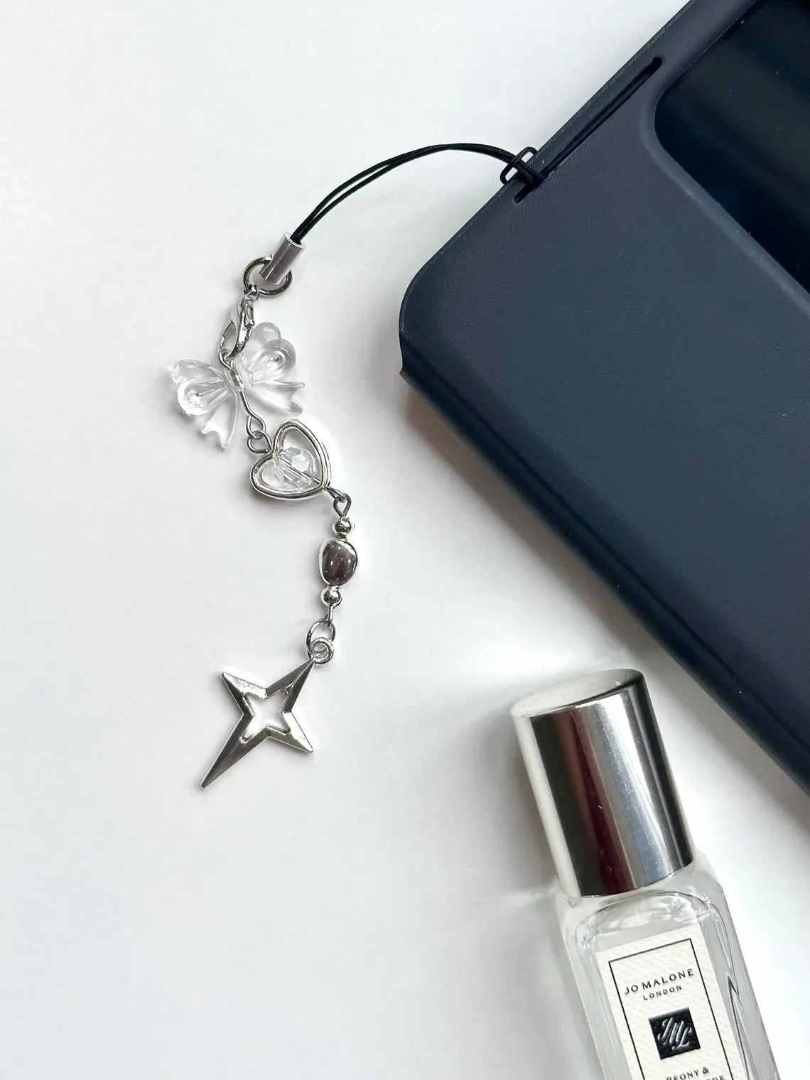 Acubi Y2K Phone Charms, Chrome Dainty Phone Accessories, Handmade Beaded Keychain, Cy alternate view