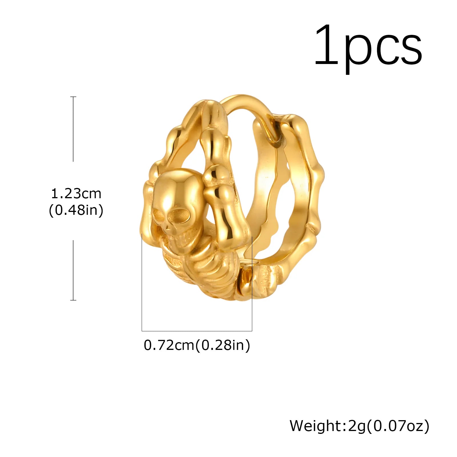Punk Skeleton Hoop Earrings for Men | Never Fade Metal Huggies alternate view