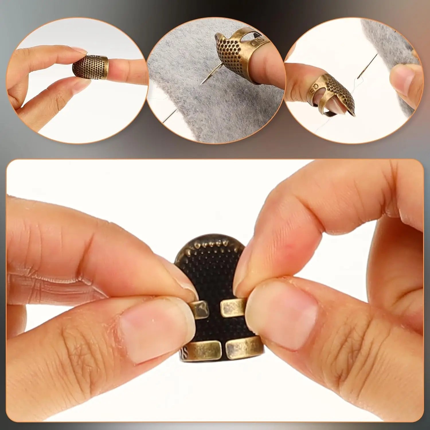 Metal Adjustable Sewing Thimble Sewing Finger Protection Cover Thimbles Cap Shield additional angle