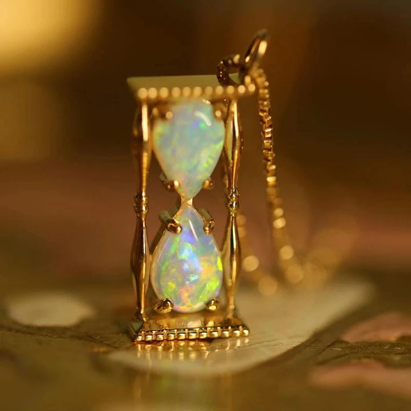 ANENJERY Hourglass Pendant Necklace | Niche Design Fashion Jewelry for Women additional angle