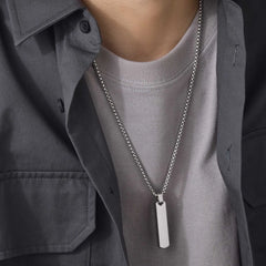 Custom Initials Bar Necklace for Men | Stainless Steel A-Z Pendant alternate view