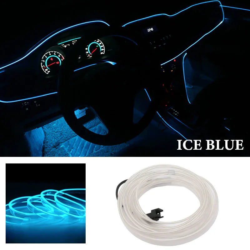1M/2M/3M/5M Car Interior Led Decorative Lamp EL Wiring Neon Strip For Auto DIY Flexib lifestyle view