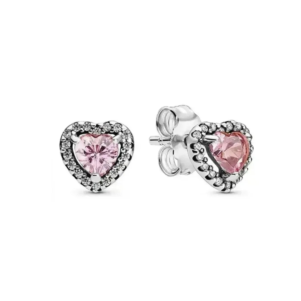 2026 Hot Selling 925 Sterling Silver Heart-Shaped Colored Zircon Exquisite Earrings, alternate view