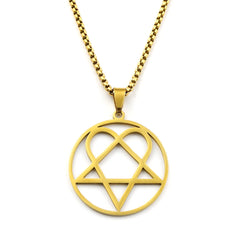 Stainless Steel Heartagram Pendant Necklace | Unisex Music Band Jewelry Gift detail view