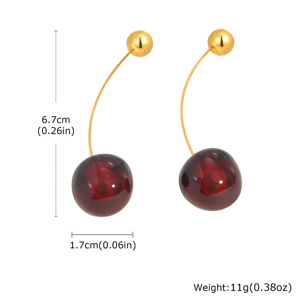 Vnox Vivid 3D Cherry Earrings | Fashion Cute Fruit Drop Earrings for Women alternate view