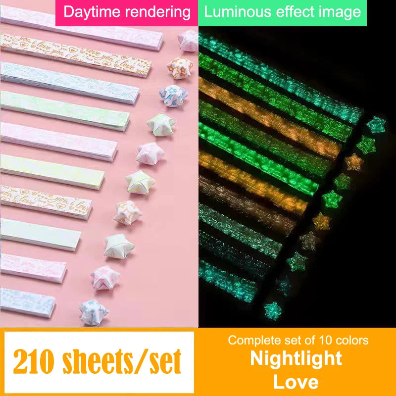 210 Sheets Luminous Origami Paper Stars | DIY Craft Kit for Glowing Lucky Stars additional angle