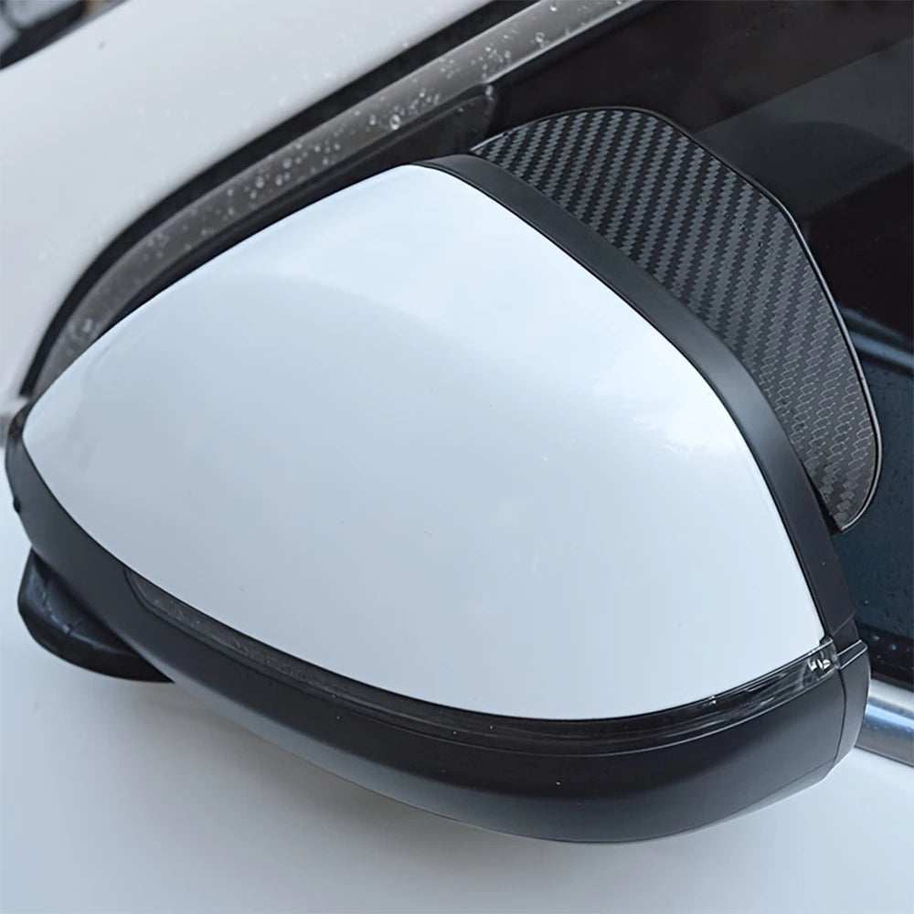 2pcs Carbon Fiber Look Car Side Mirror Rain Guards - Sun & Snow Shield Visors for Enhanced Rear View Safety, Easy Install