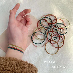 100PCS/Set Hair Ties Elastic Rubber Bands for Women Men Thin Hair Rubber Bands Ponytail detail view