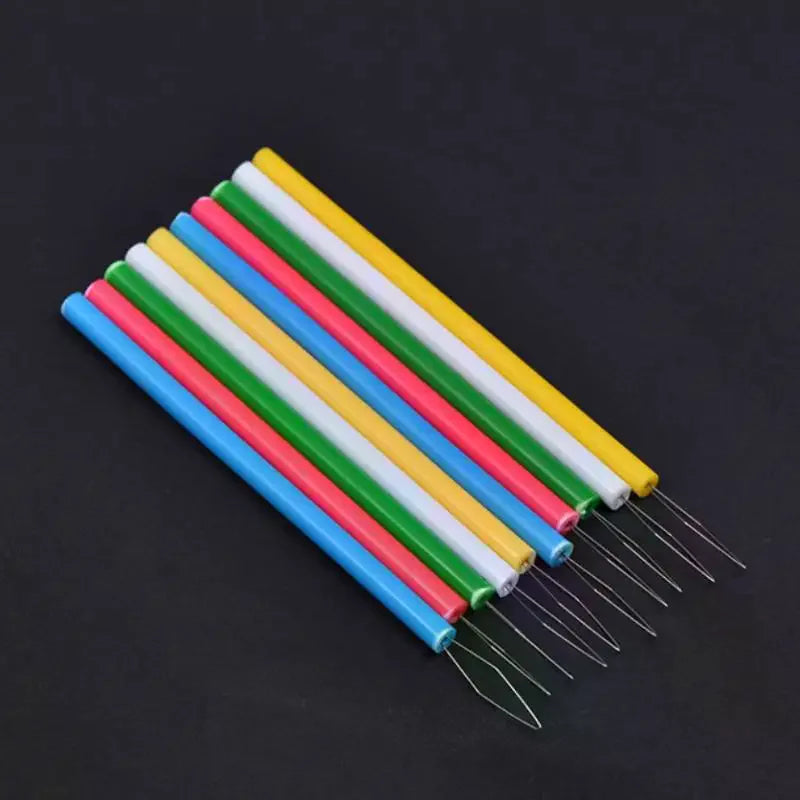 Multi-Color Cylindrical Needle Threader Tool for Sewing Beading - Durable Plastic E additional angle