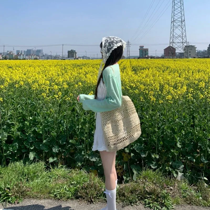 Y2K Women Lace Flower Elegant Skirt Stacked Belt Flower Sweet Triangle Scarf Breathab alternate view
