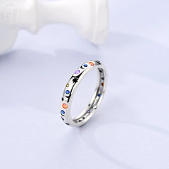 LAZA 925 Sterling Silver Colorful Rings Sparking Zirconium Bowknot Moon Sun Original Rin detail view