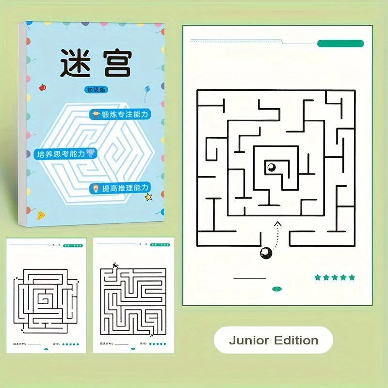 Educational toys for children, maze game books, concentration training exercises, Chri close-up view