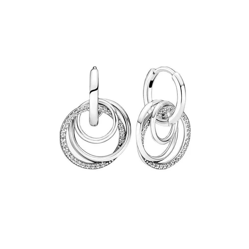 925 Silver Heart Snowflake Moon Earrings | Fine Stud Earrings for Women alternate view