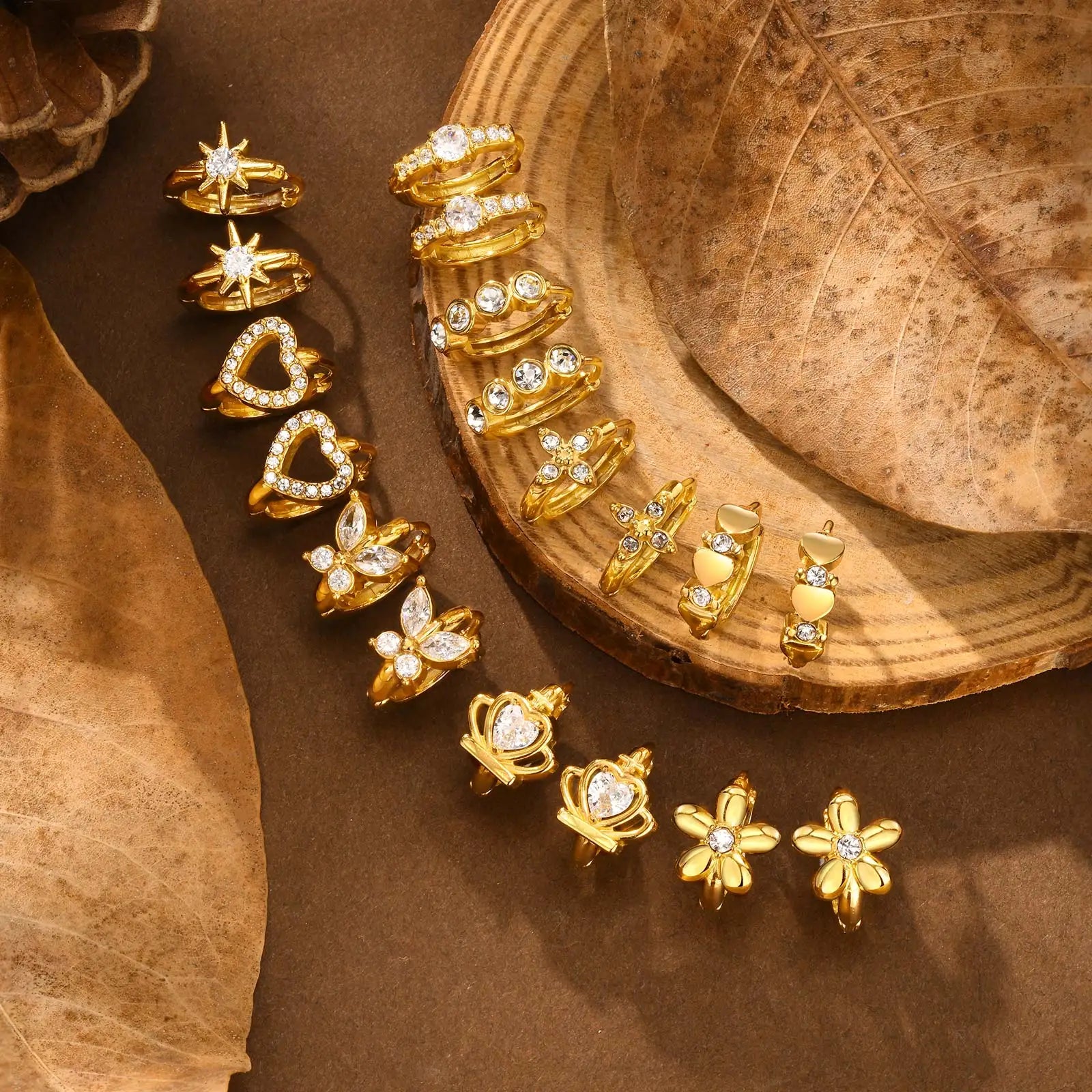 Heart-Shaped Zircon Earrings for Women | Stainless Steel Gold Hoop Earrings detail view