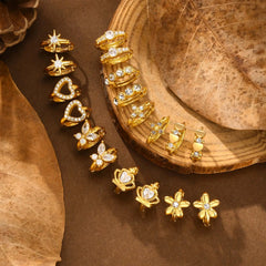 Heart-Shaped Zircon Earrings for Women | Stainless Steel Gold Hoop Earrings detail view