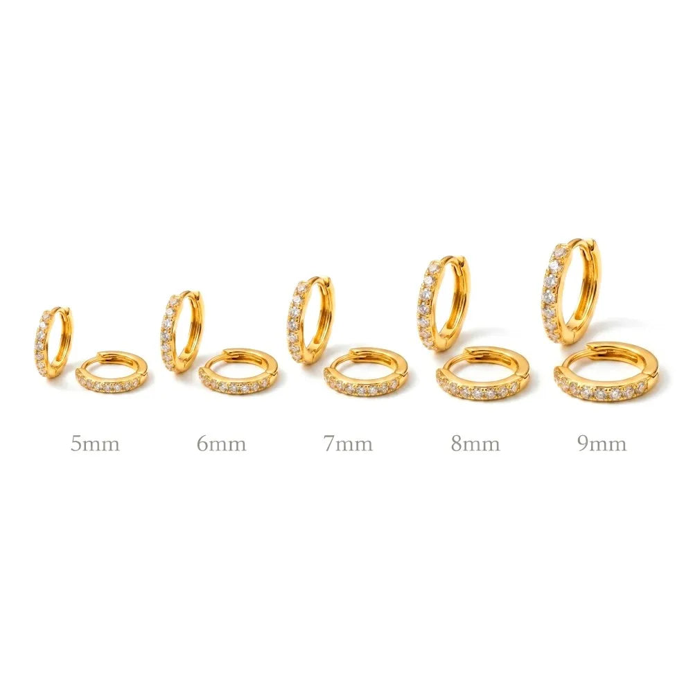 2/6PCS 316L Stainless Steel Minimalist Hoop Earrings Crystal Zirconia Small Cartila additional angle