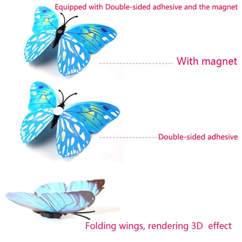 3D Butterfly Wall Stickers | 12/24pcs Magnetic Decor for Refrigerator and Walls close-up view