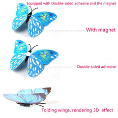 3D Butterfly Wall Stickers | 12/24pcs Magnetic Decor for Refrigerator and Walls close-up view