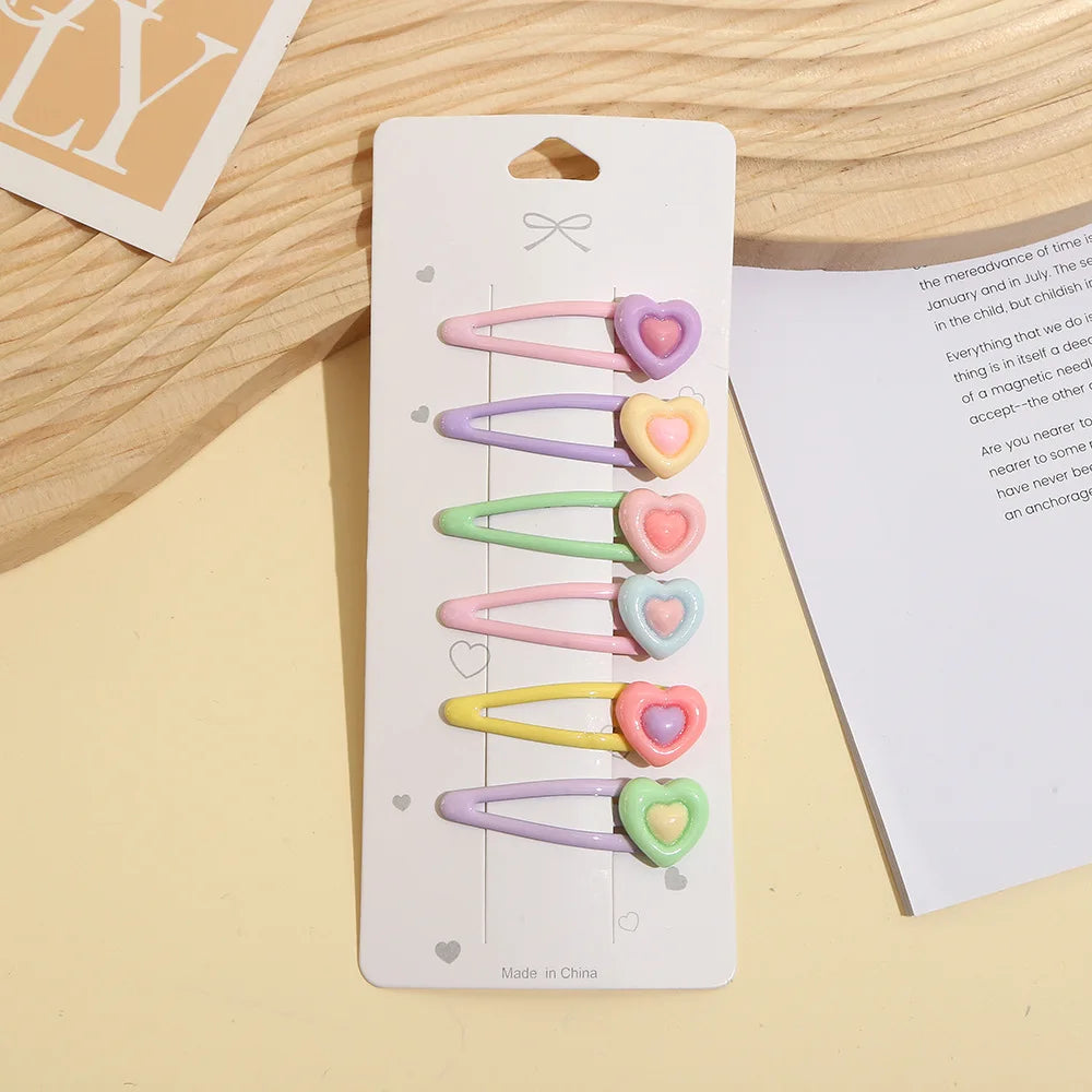 6Pcs/Set Candy Color Hair Clip Set Kids Girl Cartoon Tulip Bow Flower Bangs Clips Hair Pins Baby Cute Barrette Headdress