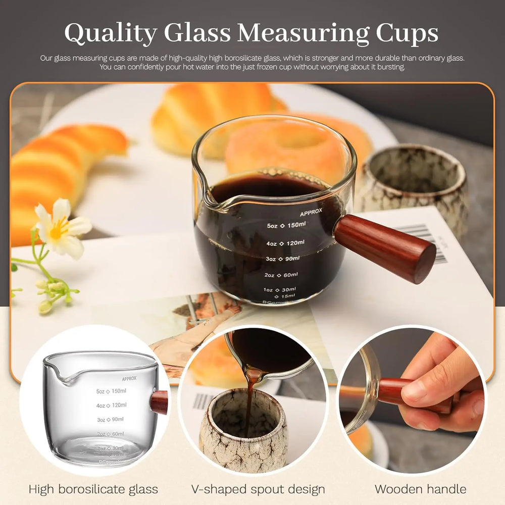 3 Oz Espresso Measuring Cup Shot Glasses Measuring Triple Pitcher Single Spout Glass alternate view