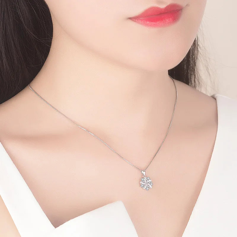 925 Sterling Silver Necklace Zircom for Women 18k Gold Plated Jewelry Pendant Birthda alternate view
