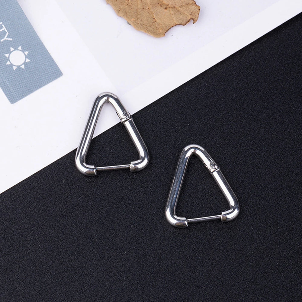 2pcs/1Pairs Stainless Steel Women Men Ear Stud Triangle Heart Star Circle Hoop Earrin lifestyle view